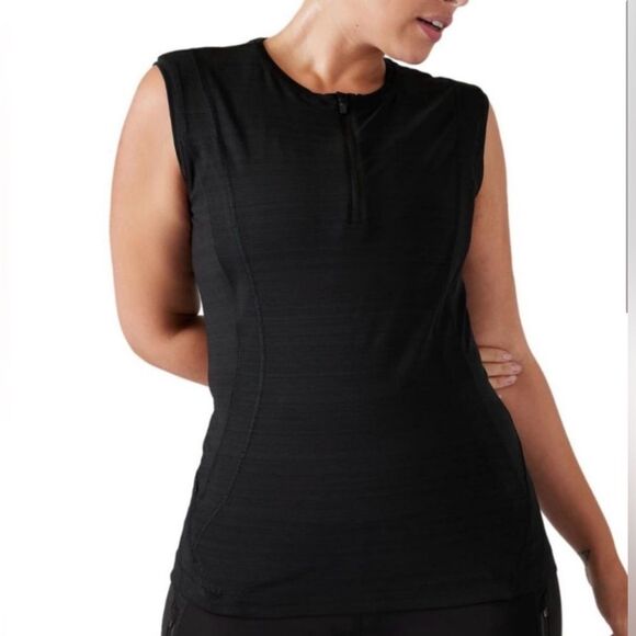 Athleta Quarter Zip Sleeveless Tank w/ Back Zip Pocket in Black Size XS - Picture 2 of 12
